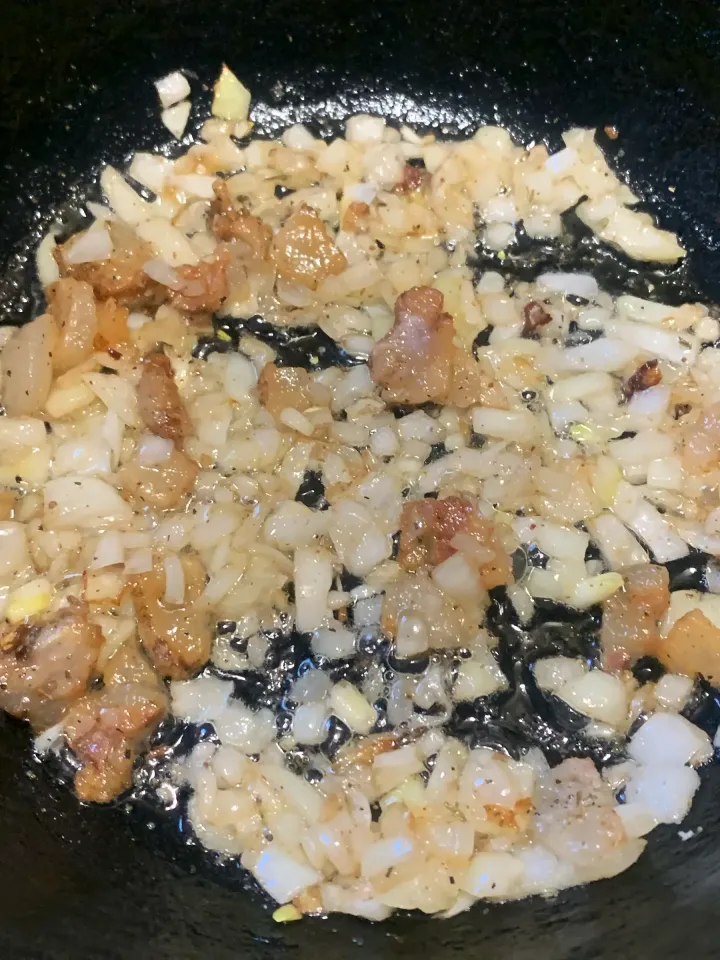 Овсянка с жареным луком и салом рецепт
